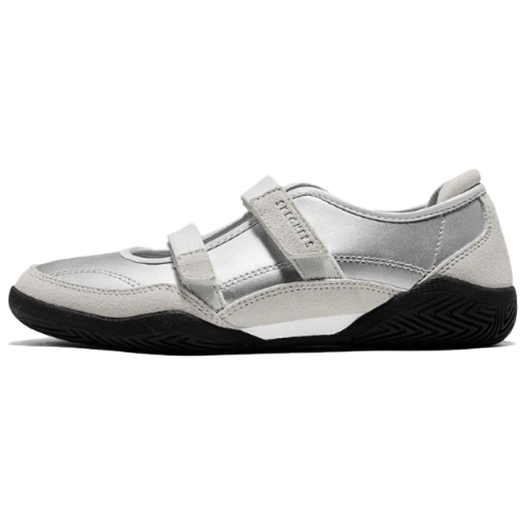 Skechers Уличные Удобные Универсальные Плоские Туфли Мэри Джейн Женская обувь Серебристый 190167-SIL