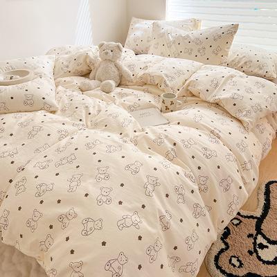 Juego de cuatro piezas de algodón puro fresco pequeño Clase A Grado Materno e Infantil Cama Desnuda Algodón Puro Sábana de Cama de Dormitorio Ropa de Cama