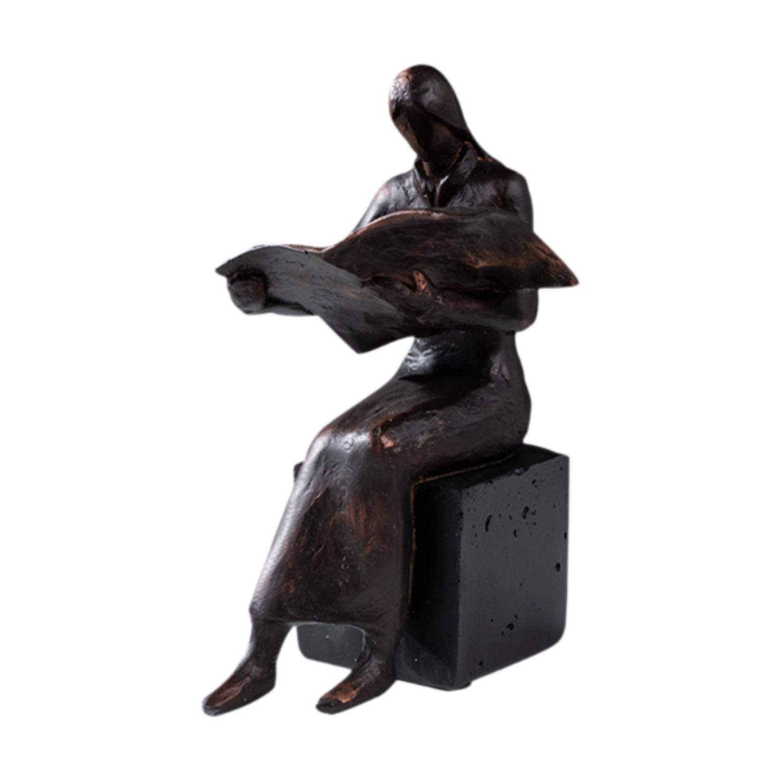 

Читающая фигурка смола подставка для книг декор коллекционная скульптура читателя книги настольное украшение для полок кабинета стола гостиной