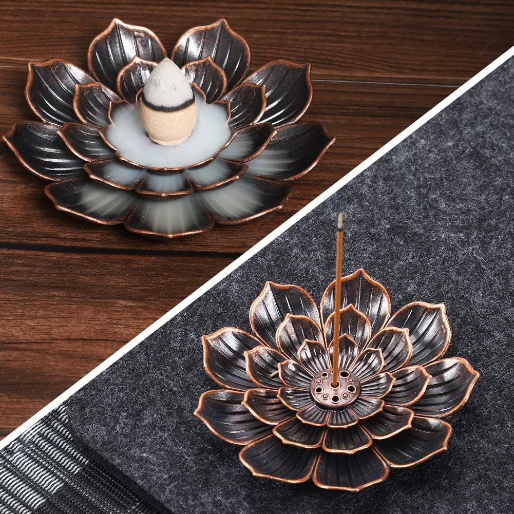 Incense Holder for Sticks,Incense Burner, Lotus Detachable Ash Catcher for Home Decor,Yoga SPA Fragrance Accessories