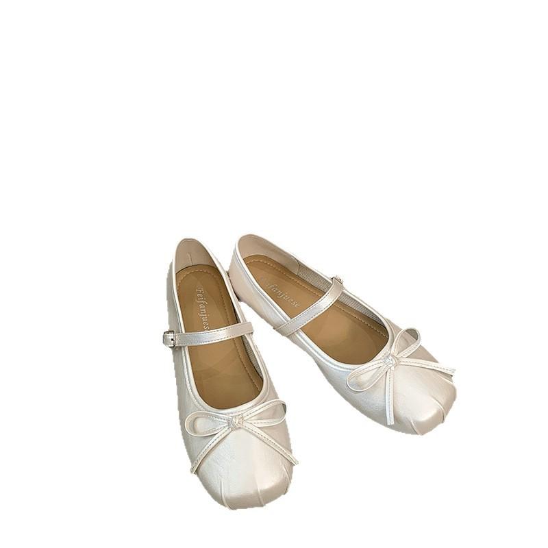 Ballet Mary Jane French small single shoes women's 2025 summer new bow soft sole shallow mouth with skirt flat shoes