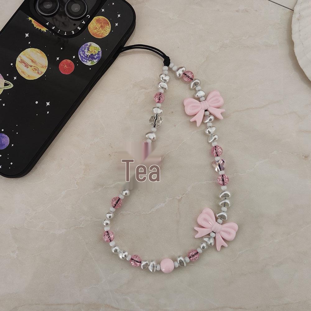 KKBEAD Dámský přívěsek na řetízek na telefon s korálky ve tvaru motýla - Ruční výroba, Univerzální styl ins z Japonska a Koreje