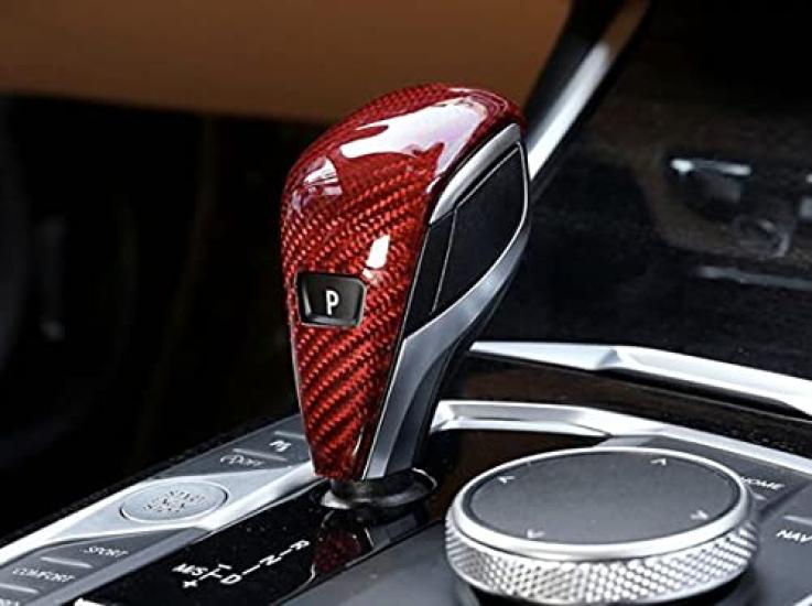 KADEKO Schalthebel Echtcarbon Modifiziert für BMW 3er und G29 Abdeckung/Schaltknauf, Faser, G20, Z4, (rot)