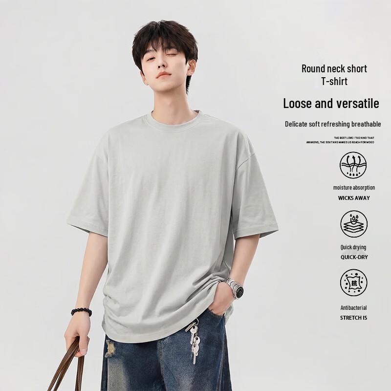 VUUG Unisex Solid Color Loose Fit Short Sleeve T-Shirt L