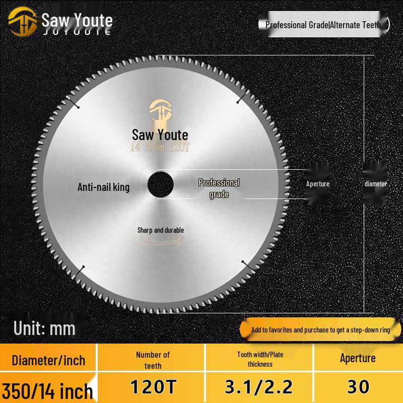 Woodworking Circular Saw Blade for 4, 10, or 12 Inch Cutting; Fits 125 Angle Grinder & 140 Lithium Battery Saw - Cuts Aluminum Sheets