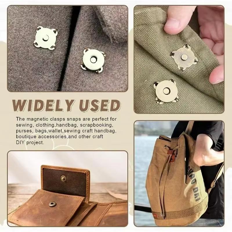 Bottoni Automatici Magnetici in Metallo, Chiusure Invisibili da Cucire, Fermagli di Blocco per Borse, Pochette, Vestiti, Bottoni a Perno Magnetici per Borsa, Accessori per Cucito Creativo Fai da Te