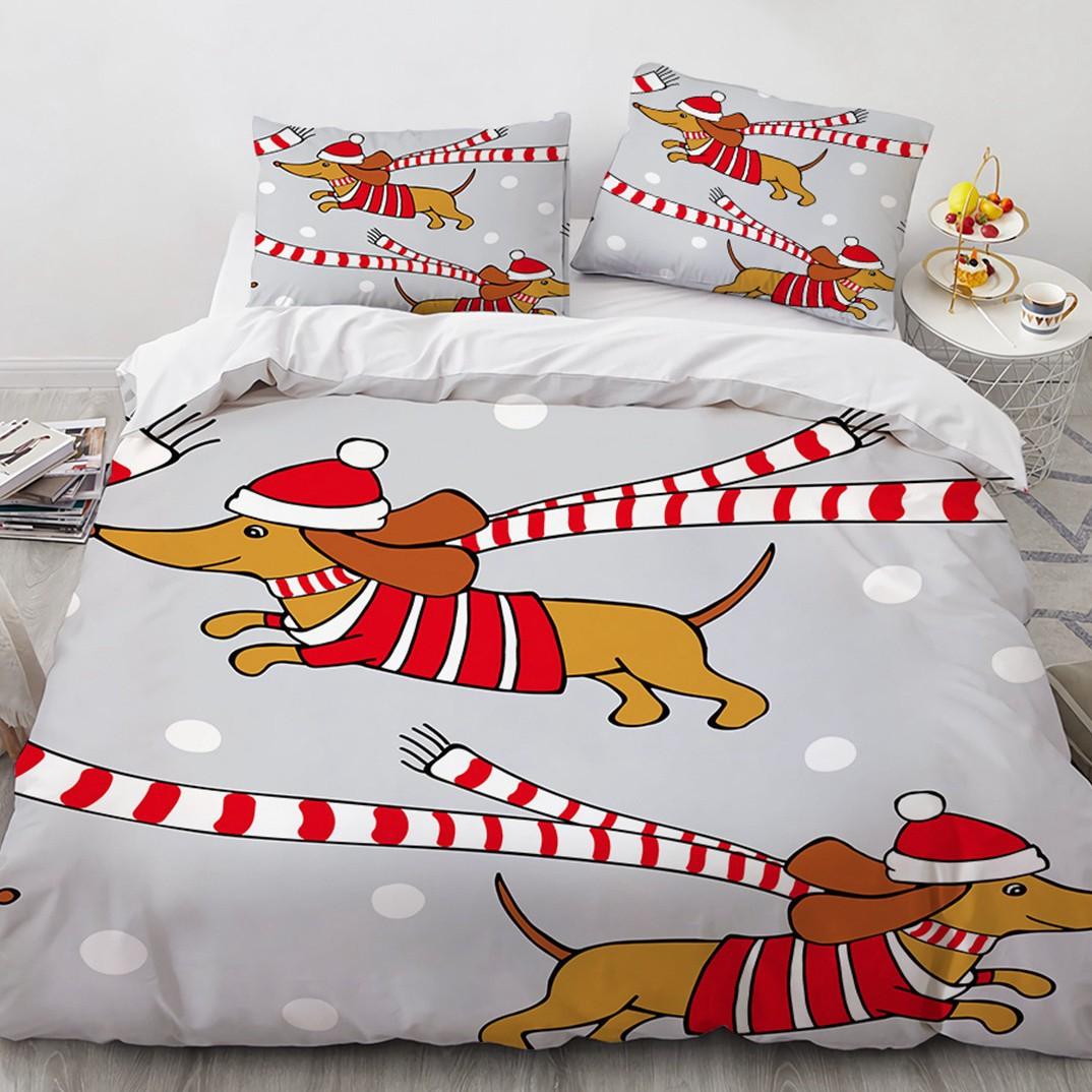 

Dachshund Puppy Duvet Cover Suit Bedding Suit Quilt Cover Three-piece Set 135*200cm
