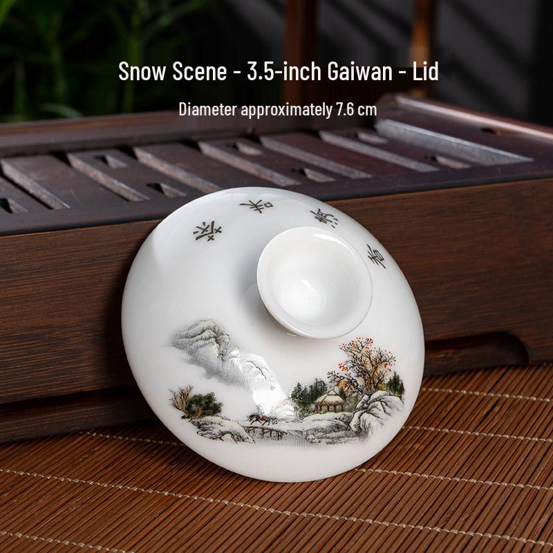 Gaiwan Teacup: Ceramic Lid & Bowl, 7.1CM-8.1CM Diameter, Kung Fu Tea Set Accessory.