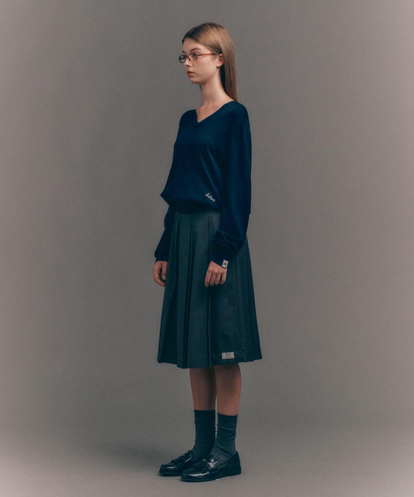 Seteo (W) V-Neck Fine Wool Knit Navy