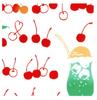 Todaya Shoten Tenugui Cream Soda and Cherries 1522 Nashien-zome (Hand Towel)