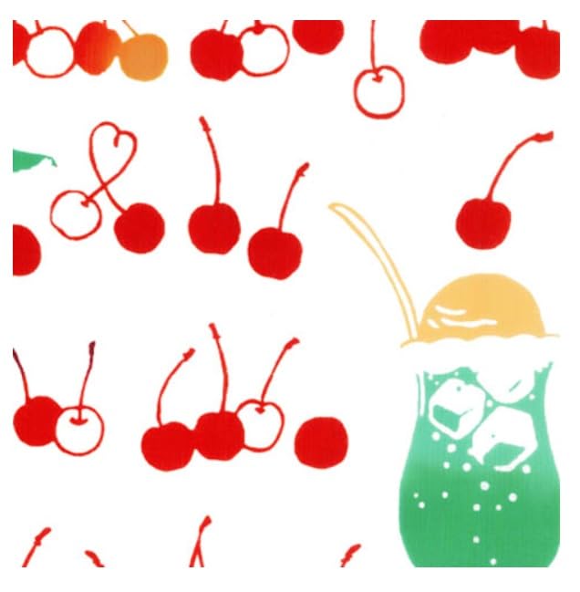 Todaya Shoten Tenugui Cream Soda and Cherries 1522 Nashien-zome (Hand Towel)