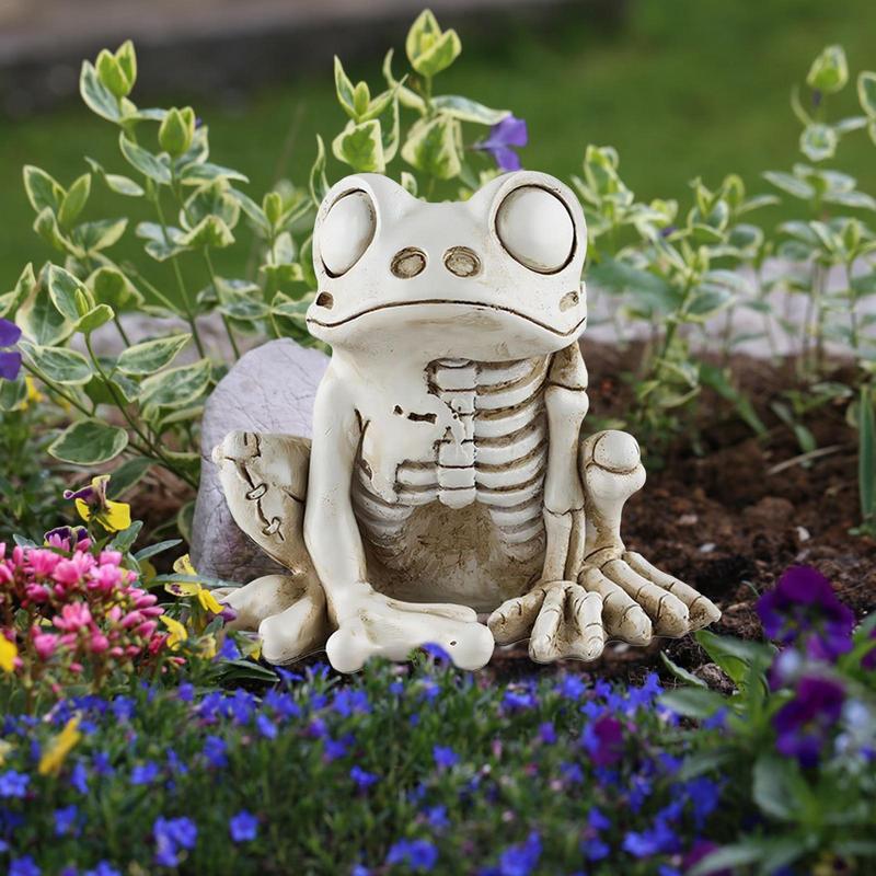 Frog Skeleton Model Frog Skull Statues Tiny Frog Sculpture Resin Halloween Animal Statue Figurine For Spooky Scene Party Favour