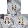 Bohemian Water Drop Crystal Moon Earrings With Handmade Design For Holiday Fashion