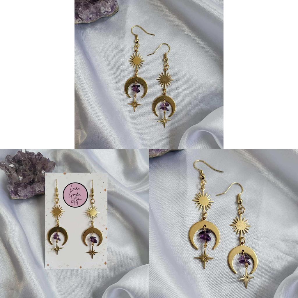 Bohemian Water Drop Crystal Moon Earrings With Handmade Design For Holiday Fashion
