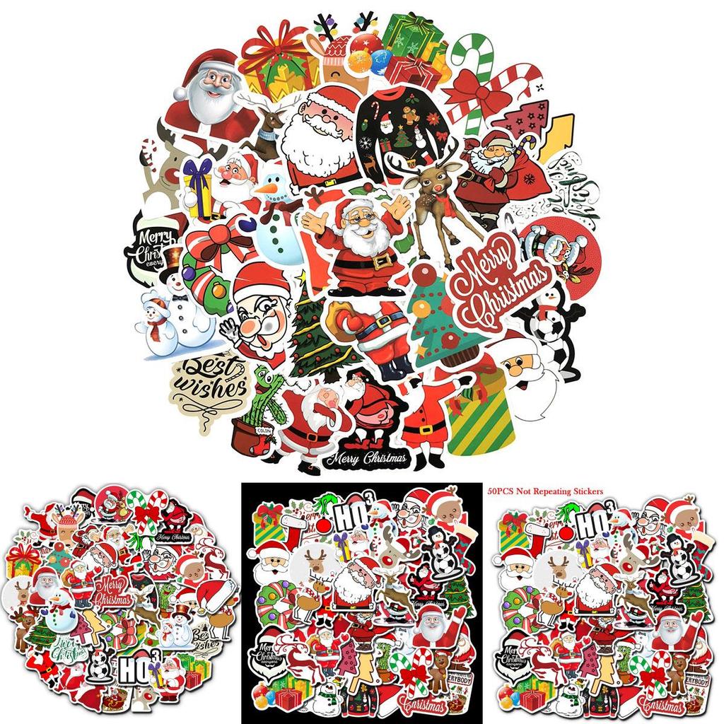 Vibrant Multi-color Christmas Series Stickers Ideal For Cars And Luggage