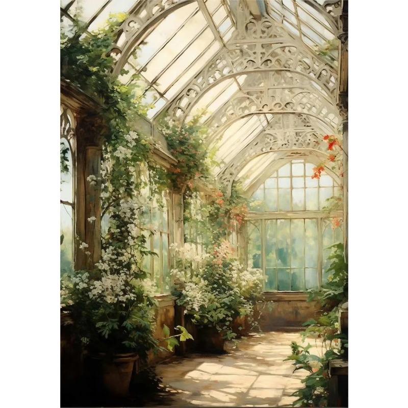Renaissance Greenhouse Art Plant Garden Classic Retro Poster Canvas Paintings Wall Art Pictures Home Decor