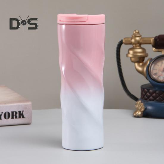 500ML Stainless Steel Thermal Cup Insulated Coffee Tumbler with Lid Spiral Design Vacuum Travel Mug for Hot Drinks Home Office Outdoor Travel