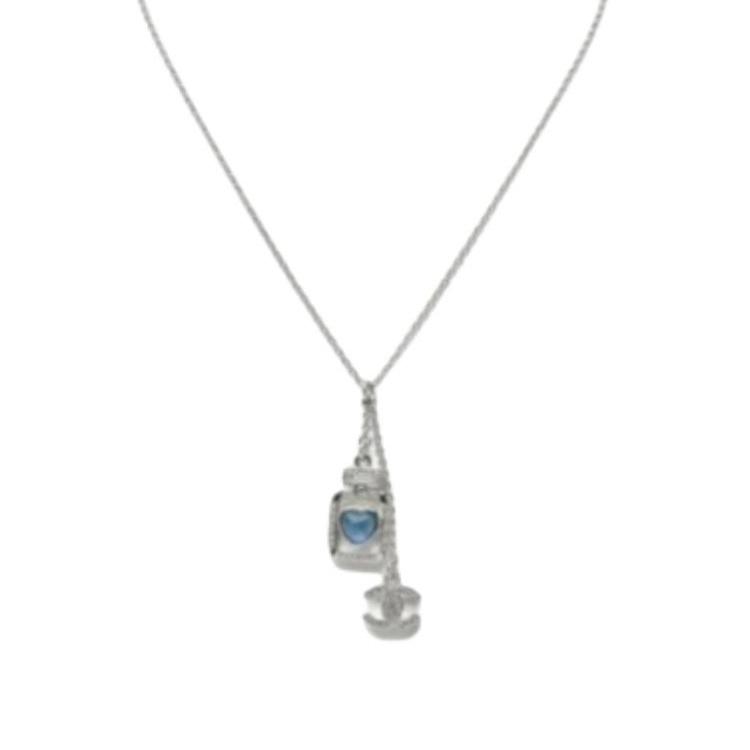 

Chanel 25P Spring Summer Inlaid Design Necklace Unisex necklace Silver AB-25P-066 Box+Padding Board