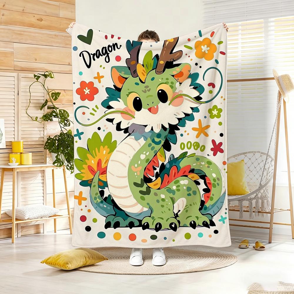Painting Cute dragon Throw Lightweight g Flannel Blanket Soft Skinfriendly for Summer Cooling