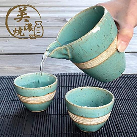 Stylish Sake Mino Light for Cold Nordic for Japanese Sake Set, Ware, Blue, Blue, Ceramic, Sake, 1.8-cup Capacity, Style,
