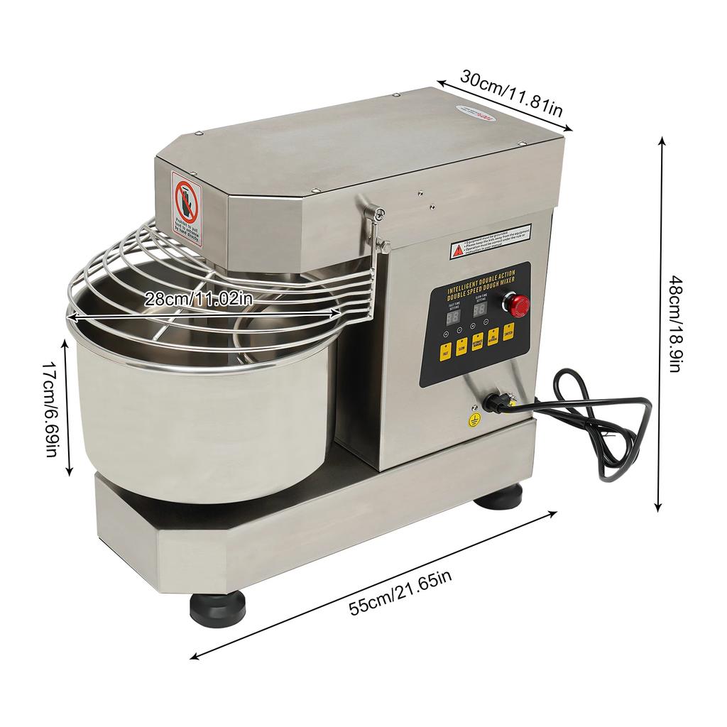 750W Electric Kitchen Mixer, Commercial, Stainless Steel Bowl with Safety Guard, 10L/2.6 Gallon Stand Mixer, Baking Equipment