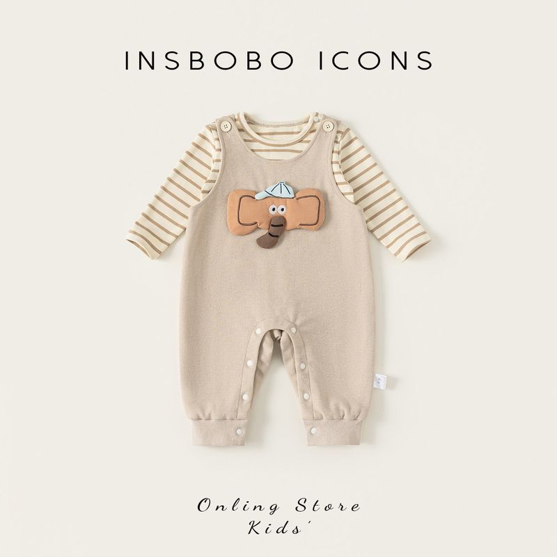 Insbobo Baby Set 2026 Spring New Style Newborn Boy Clothes Crawling Suit Girl Baby Small Age Going Out Kakh 100