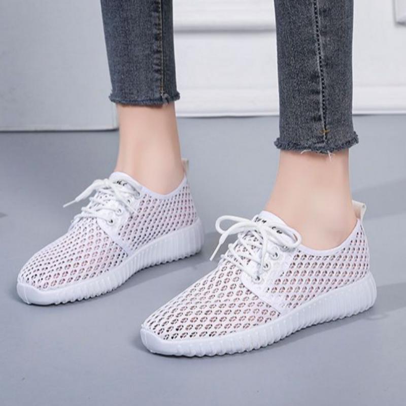 Atmungsaktive Mesh-Schuhe Damen Sommer Stoffschuhe Hohles Mesh Sportliche Freizeitschuhe Leichte Laufschuhe