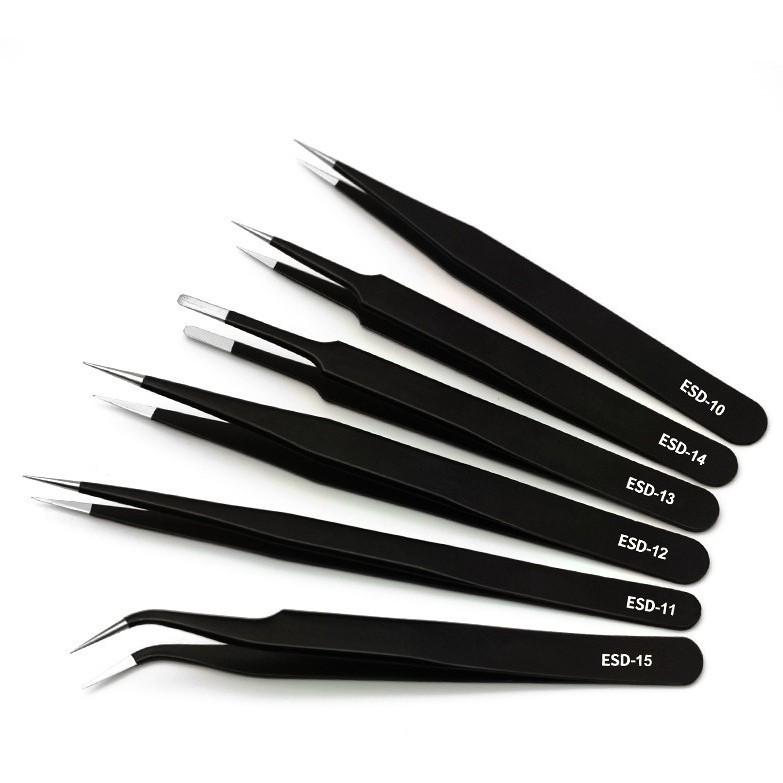 1.5mm Thick Stainless Steel Precision Tweezers with Bent Tip for Hair Plucking and Eyelash Curling