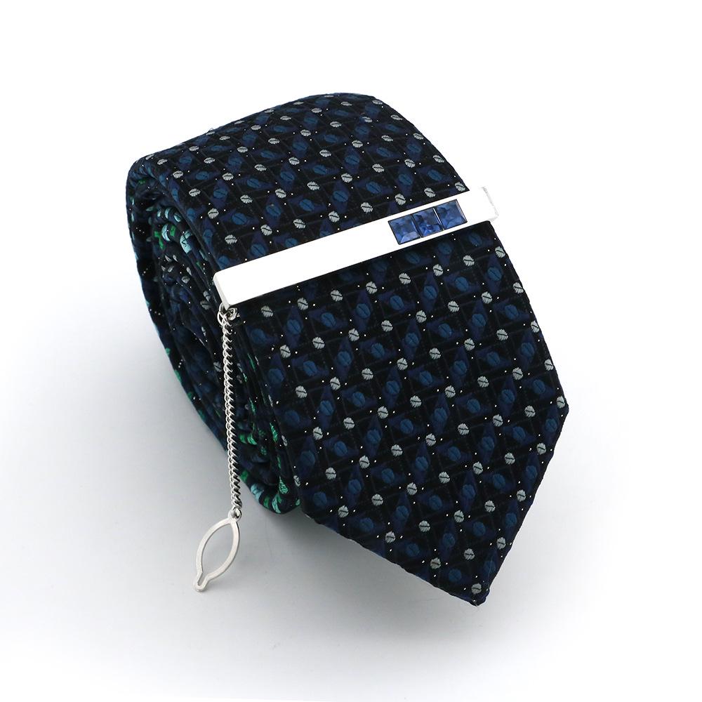 Pure Copper Red & Blue Crystal Double-Layer Electroplated Tie Clip