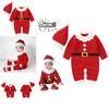Adorable Christmas Baby Knitted Romper Jumpsuit Outfit W/ Santa Claus Sweater Hat