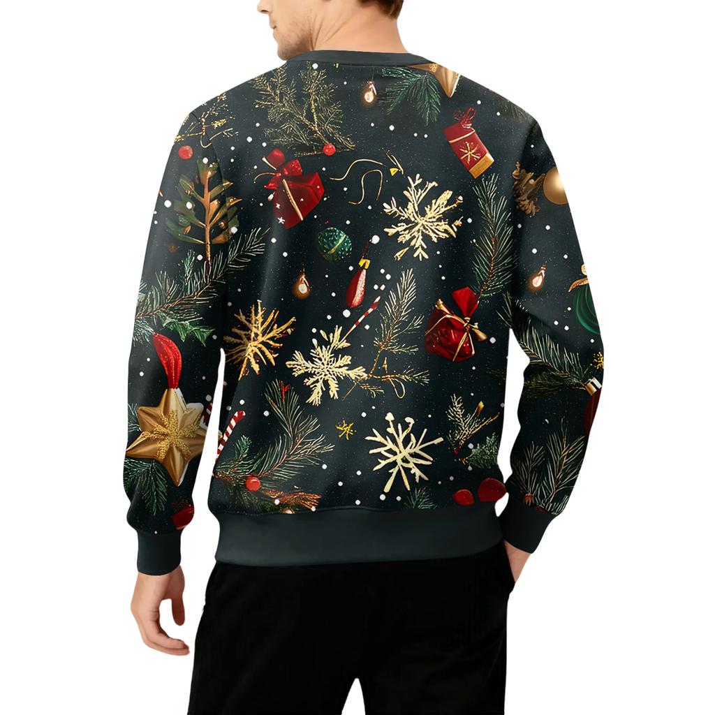 Men's Round Neck Fleece-Lined Thick Solid Color Sweatshirt