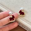Year of the Horse Birthday Year Korean Red Velvet Pony Pearl Earrings Women's Unique Beautiful Stud Earrings Temperament Earrings
