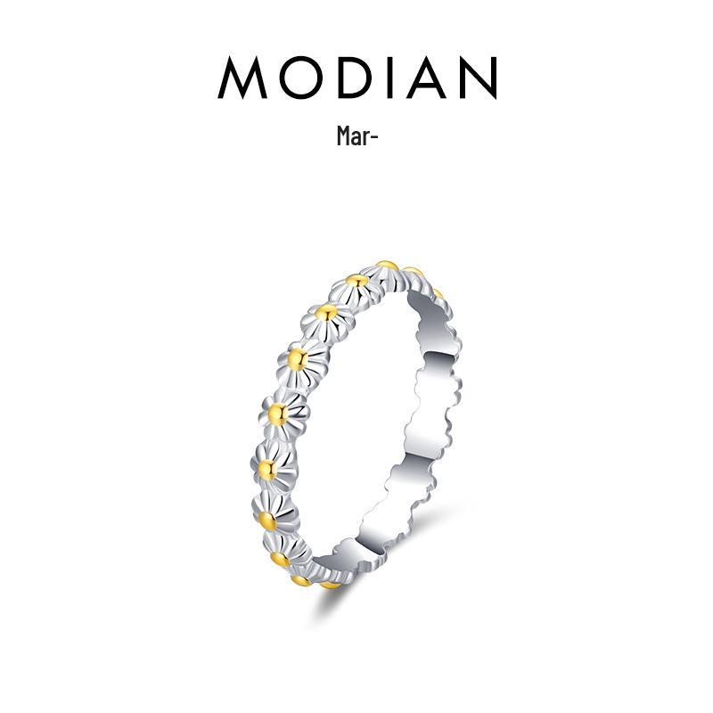 Modian S925 Sterling Silver Daisy Flower Ring - Versatile Japanese-Korean Style Sunflower Design for Women
