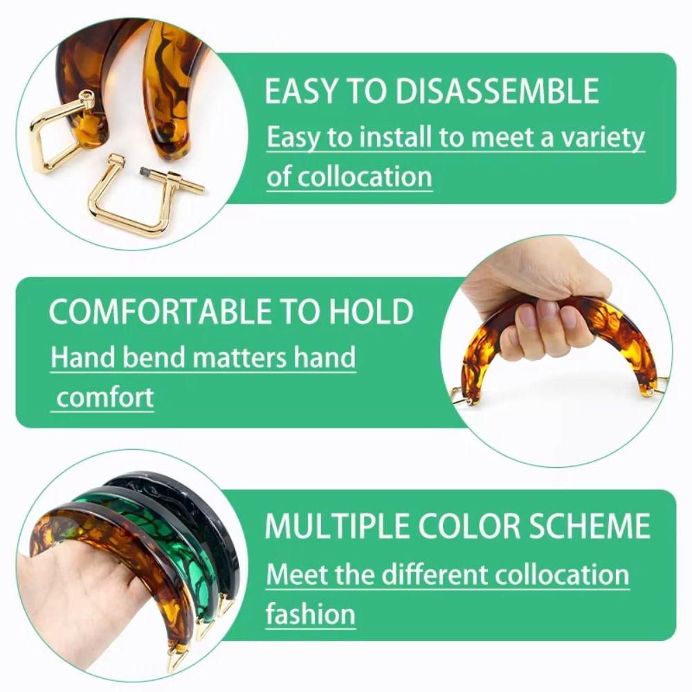Resin Handbag Handles U-Shaped Tote Grip Fashion Women's Bag Handle Handcrafted