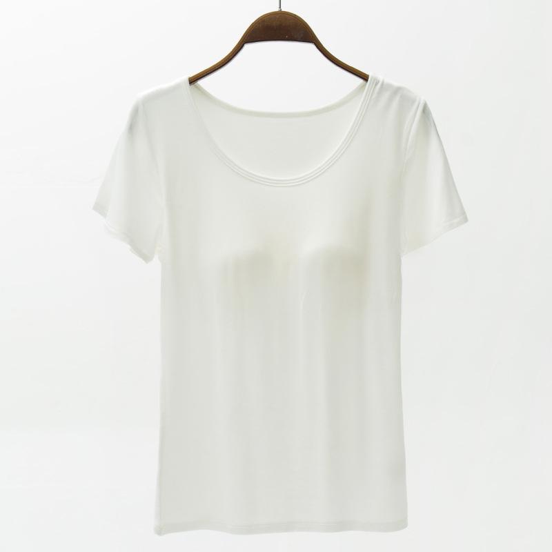 VEZFAA Women's Fashion Casual Summer Spring Solid Color Print Short Sleeve O-Neck Blouses & Shirts