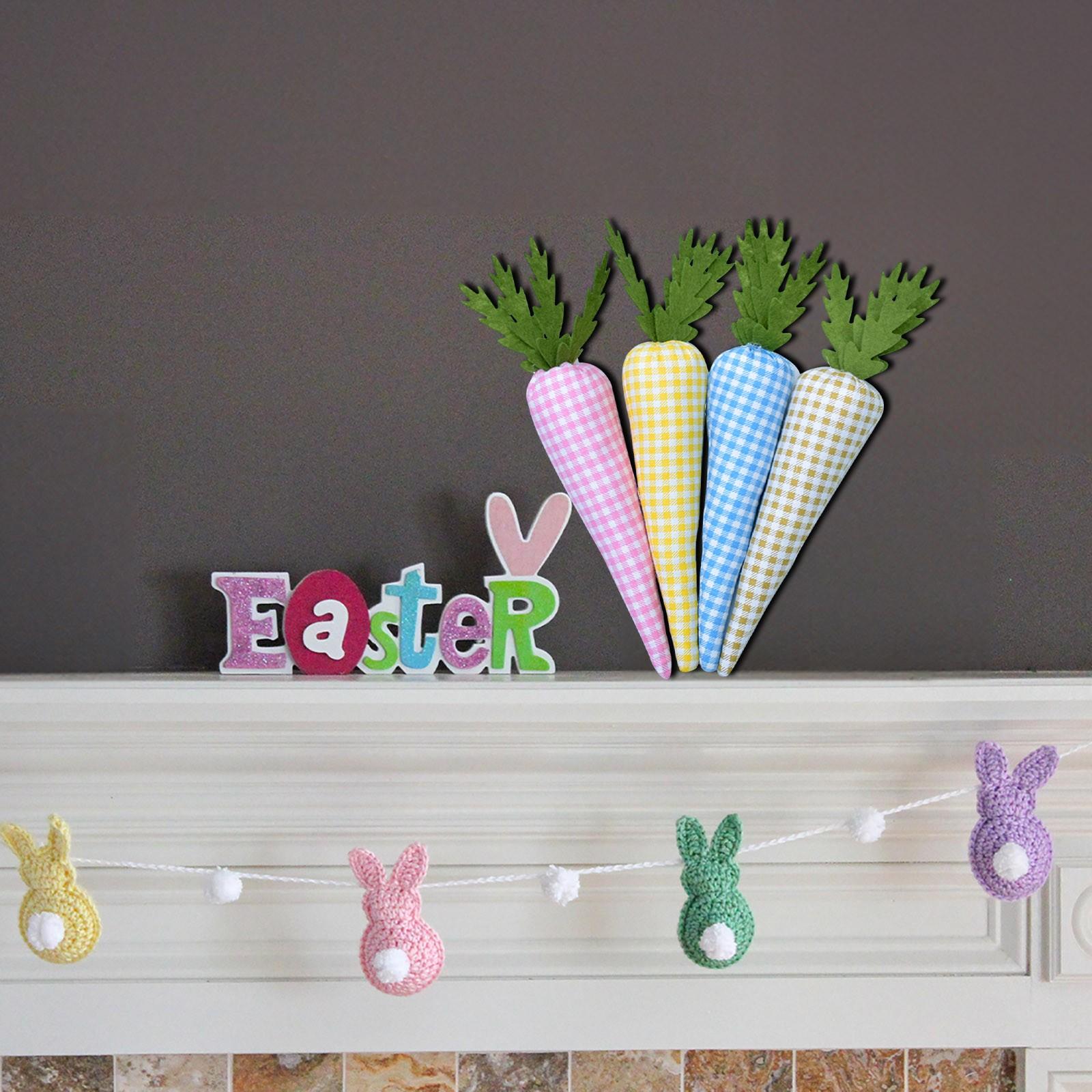 

Easter Stuffed Fabric Bunnies Egg Carrot Rustic Farmhouse Decor Stuffed Bunny Rabbit Carrot Ornament Set Decor For Home One Size