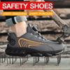 Fashion Air Cushion Safety Shoes Men Steel Toe Sneakers Rotated Button Stab-Proof Anti-smash Men's Work Safety Boots Man Work Shoes