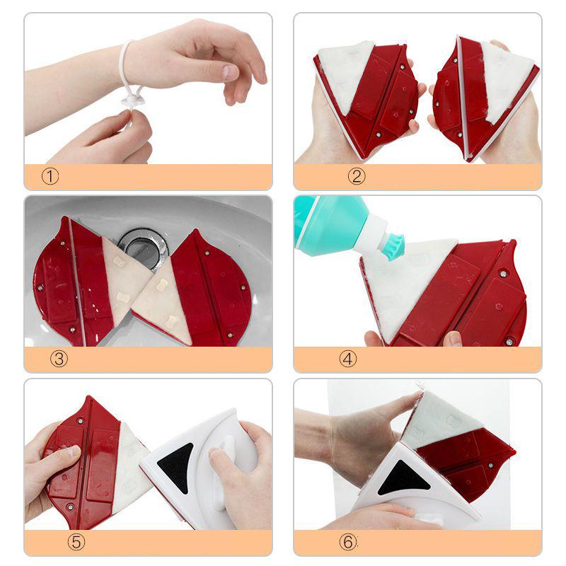 Ousehold High-rise Glass Window Cleaning Artifact Double Side Magnetic Window Wiper Glass Cleaner Brush Tool Window Cleaning