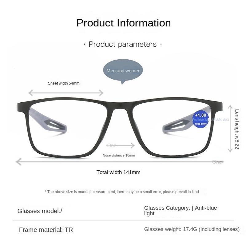 3Pcs Fashion  Reading Glasses For Men Spring Leg Sports Presbyopia Glasses Anti Blue Light Glasses +100 ~+400