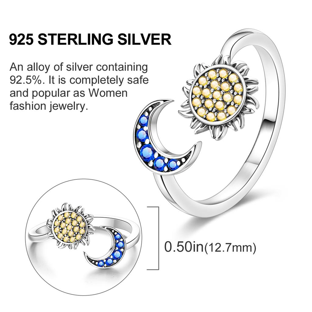 925 Sterlingsilber Offener Ring Farbiger Zirkonia Schmetterling Sonne Mond Schildkröte Ring Passend für Frauen Hochzeit Verlobung Silber Geschenk