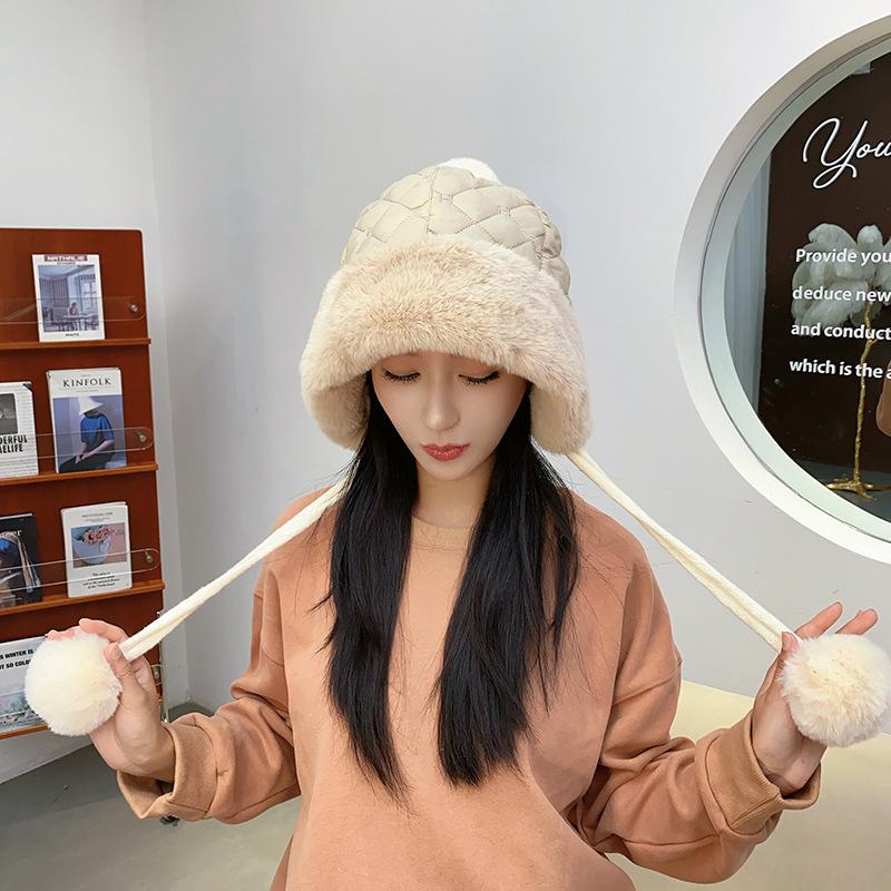 Winter Women's Pullover Three Hair Ball Cute Velvet Thickened Cold Warm Solid Color Knitted Hat