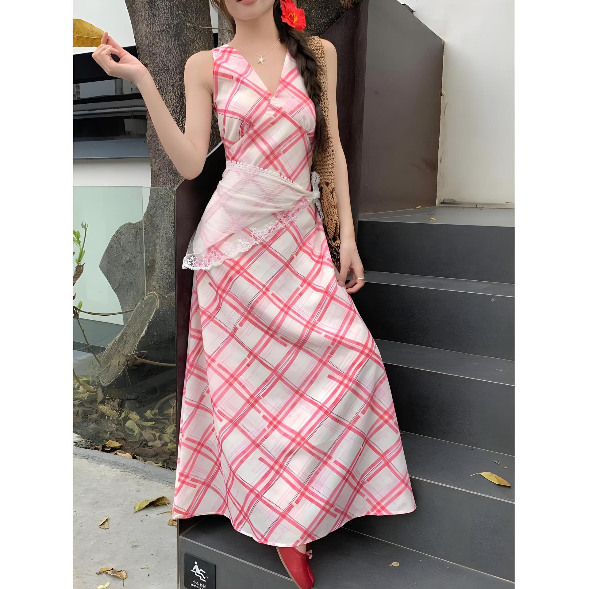 

Летний стиль красное платье с вырезом на шее сезон супер красивое, уникальное и красивое пляжное платье XL- (recommended 110-60kg)