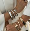 Stylish Metal Glossy Open Bracelet with Exaggerated Water Drop Design for Women