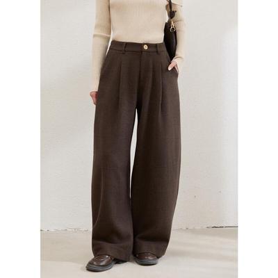 Mishow Women's High-Waist Wool Blend Wide-Leg Trousers