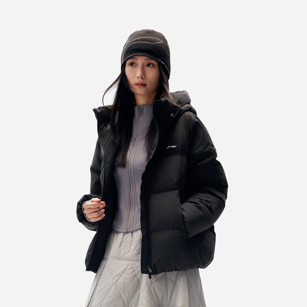 Li-Ning Windproof Water-Repellent Anti-Static Hooded Down Jacket Women Outerwear AYMV398-3