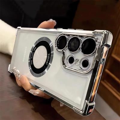 Luxuriöse, magnetische Schutzhülle für Samsung Galaxy A55 5G A35 A54 S24 Ultra S23 Fe S22 Plus S21 S20, stoßfeste Silikonhülle