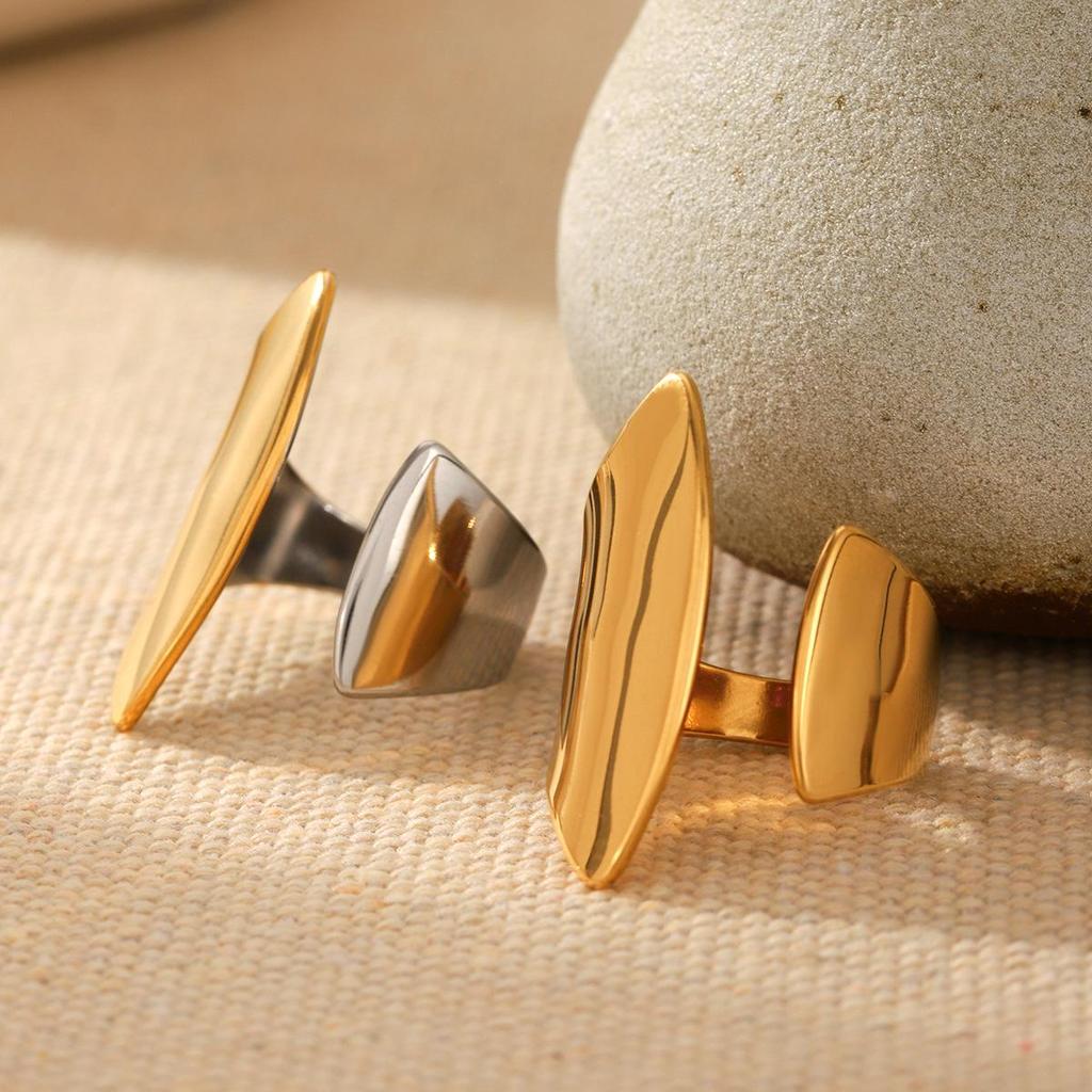 Women's Versatile Stainless Steel Geometric Open Ring: European & American Style, Non-Fading, Polished Finish