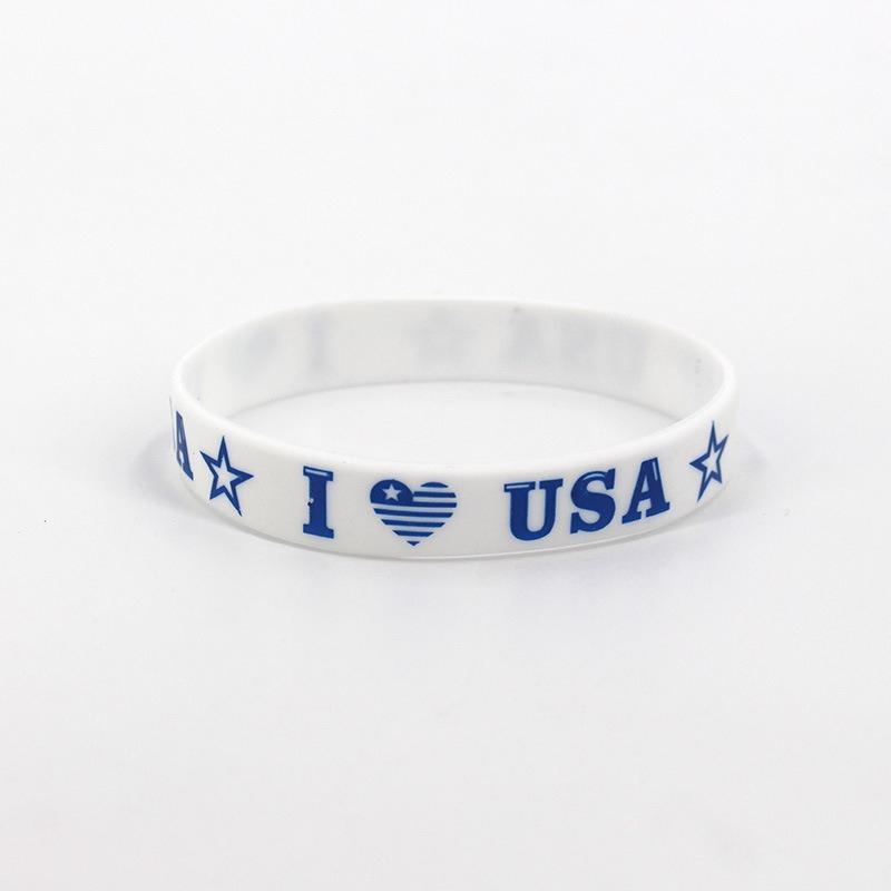 Paquete de 6 Pulsera de Goma Love USA Bandera Estrellada Americana Impresa para Celebrar el Día de la Independencia Pulsera de Silicona