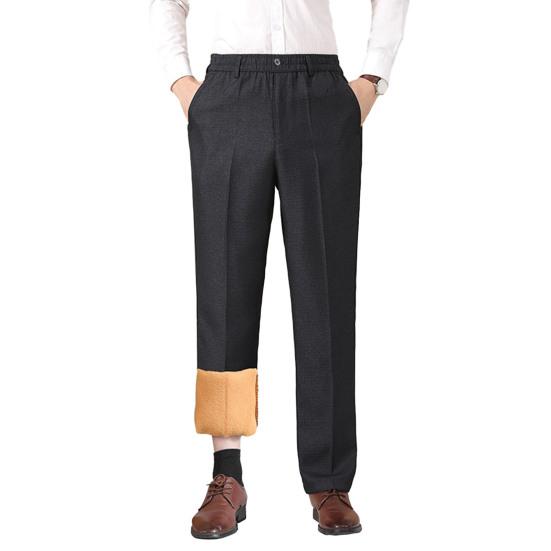 

Мужские утепленные брюки для костюма с флисовой подкладкой, формальные брюки прямого кроя, теплые брюки для работы, гольфа, бизнеса, свиданий, вечеринок 3XL серый/чёрный