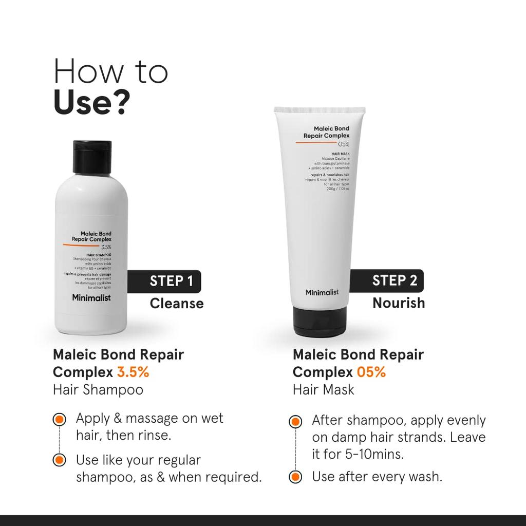 Minimalist Bond Repair Shampoo For Damaged & Frizzy Hair With Maleic Complex 3.5% Sulphate Free Cleanser 250 Ml Pack Of 1